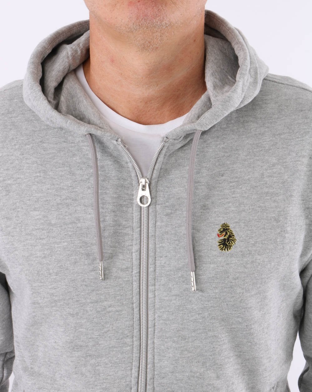 Luke Berlin Full Zip Hoody Mid Marl Grey - Image 2