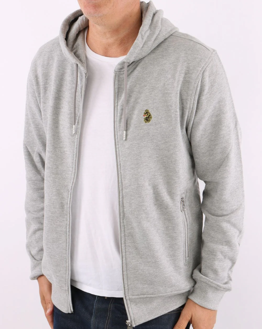 Luke Berlin Full Zip Hoody Mid Marl Grey - Image 4