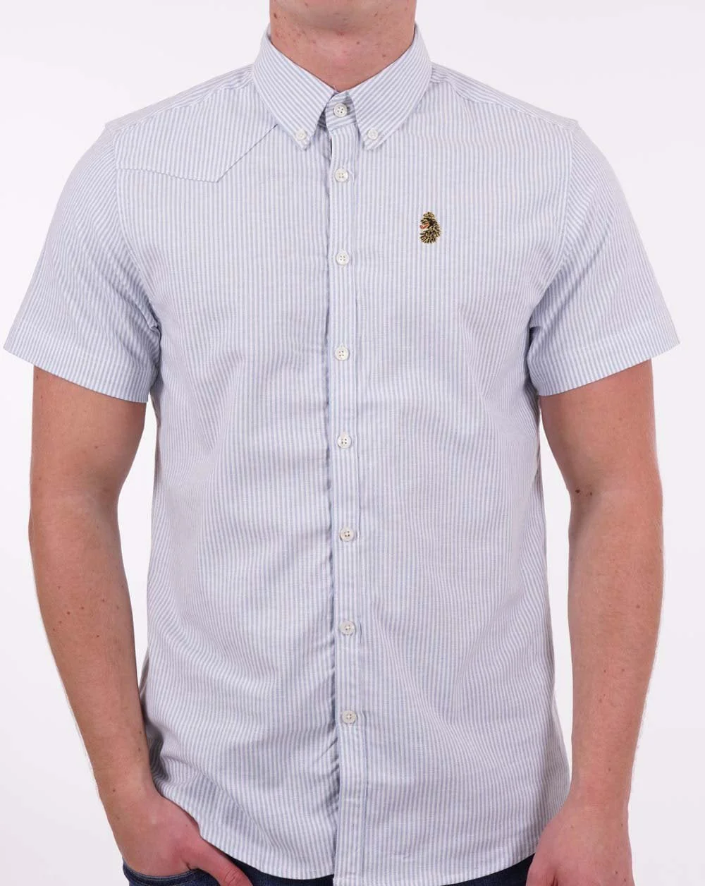 Luke Cambridge Short Sleeve Shirt White/Sky - Image 3