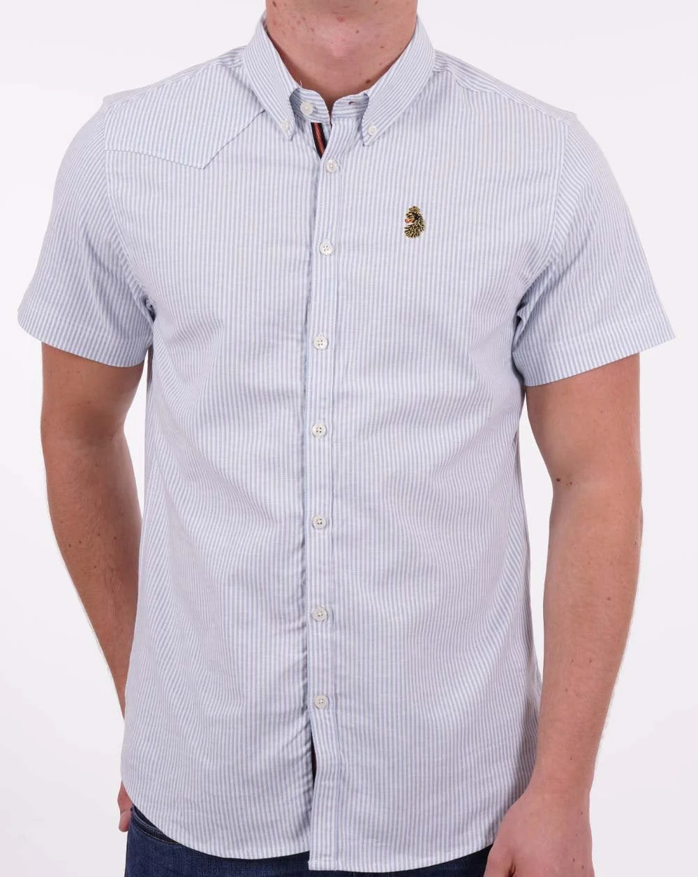 Luke Cambridge Short Sleeve Shirt White/Sky - Image 4
