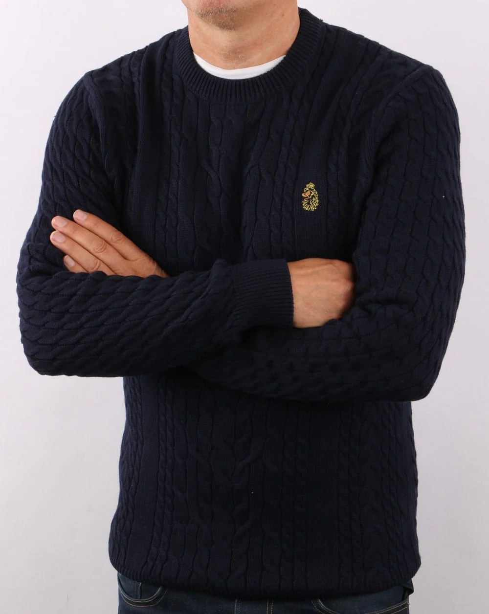 Luke Carter Johnson Cable Knit Dark Navy - Image 3