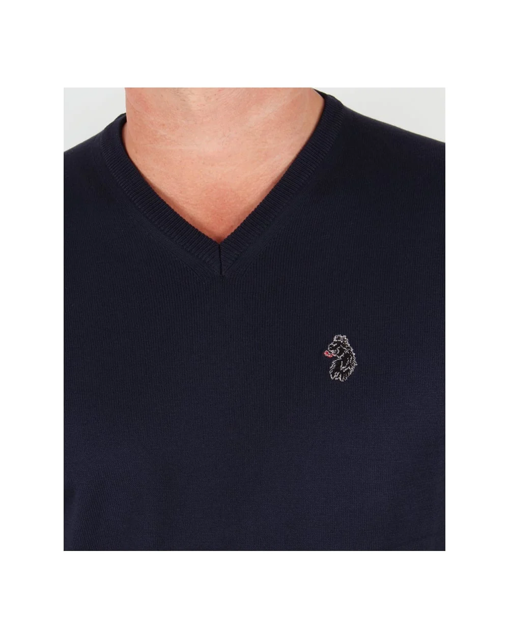 Luke Depardieu V Neck Jumper Dark Navy - Image 2