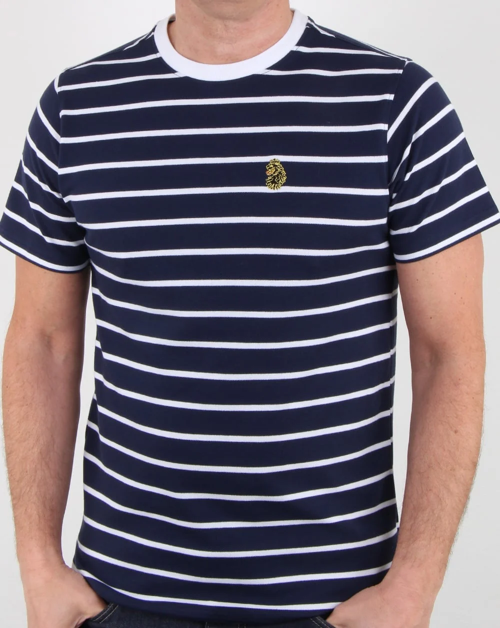 Luke Finn Fine Stripe T Shirt Navy