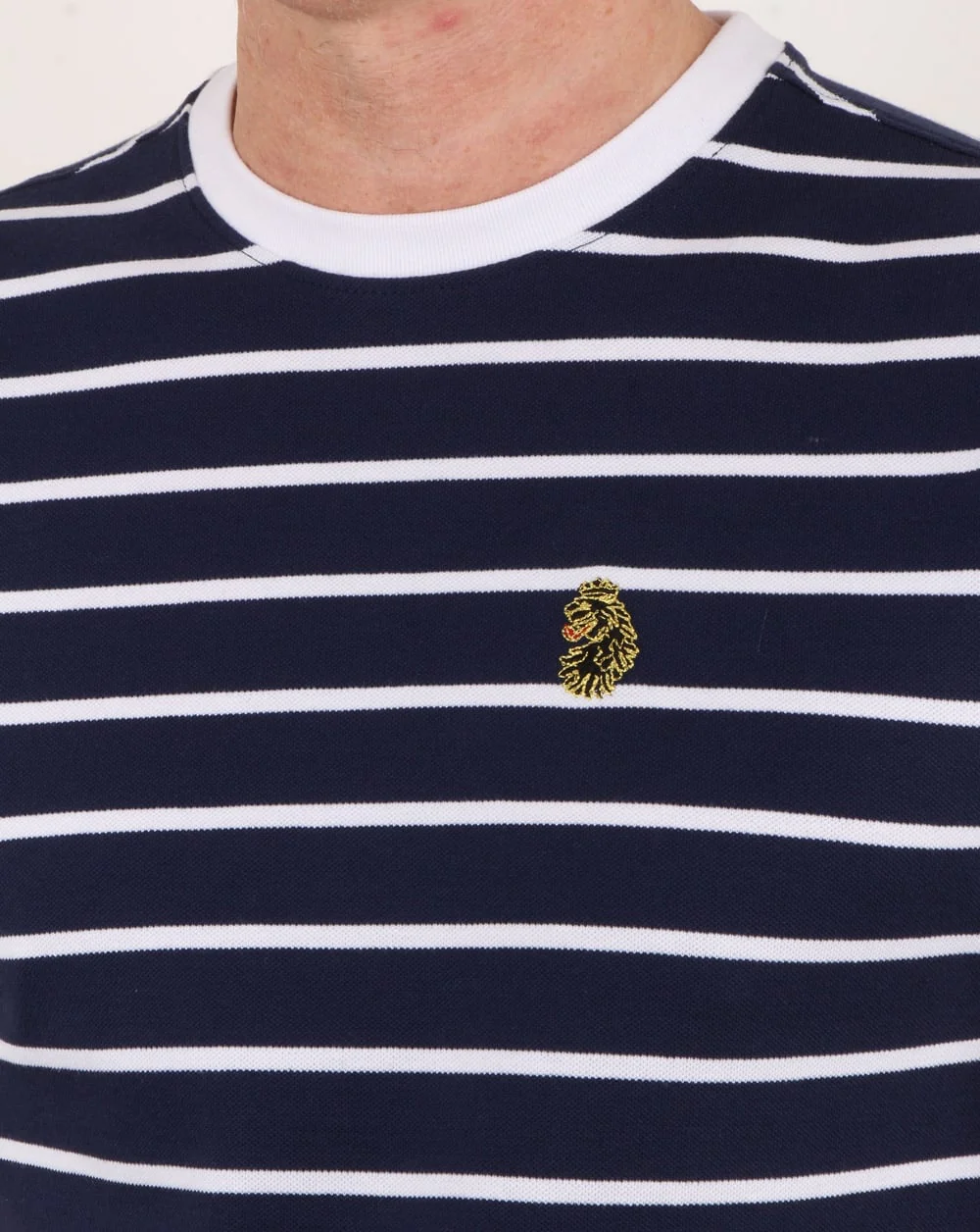 Luke Finn Fine Stripe T Shirt Navy - Image 2