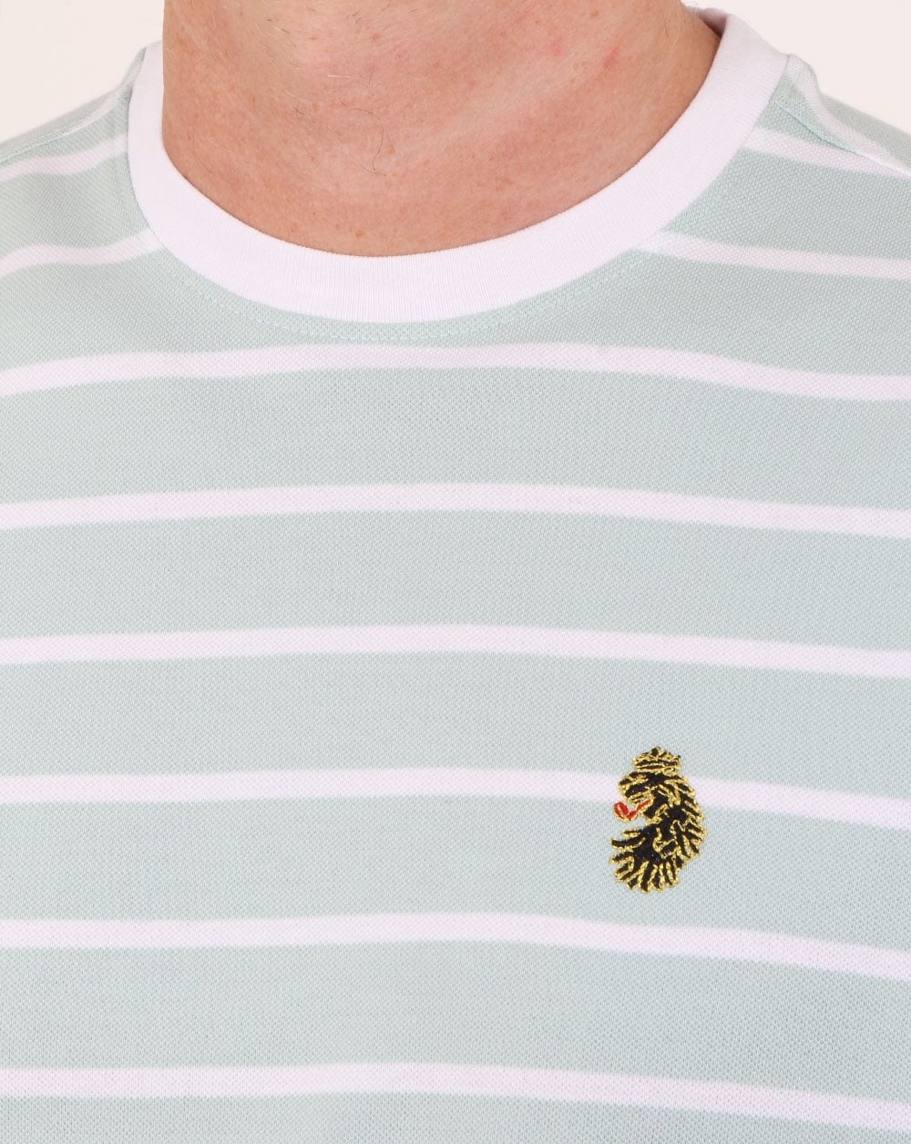Luke Finn Fine Stripe T Shirt Pastel Turquoise - Image 2