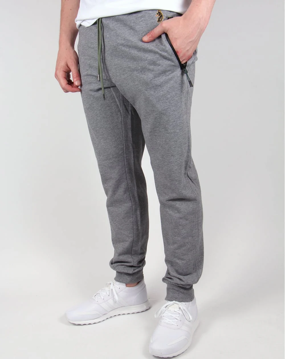 Luke Hiho Track Bottoms Light Grey Marl