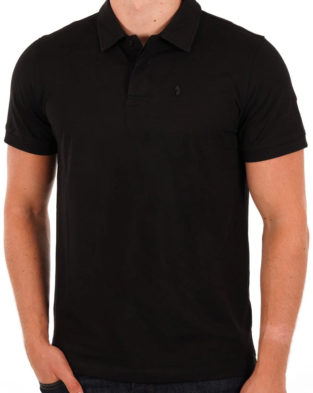 Luke Hong Kong Jersey Polo Shirt Jet Black - Image 3