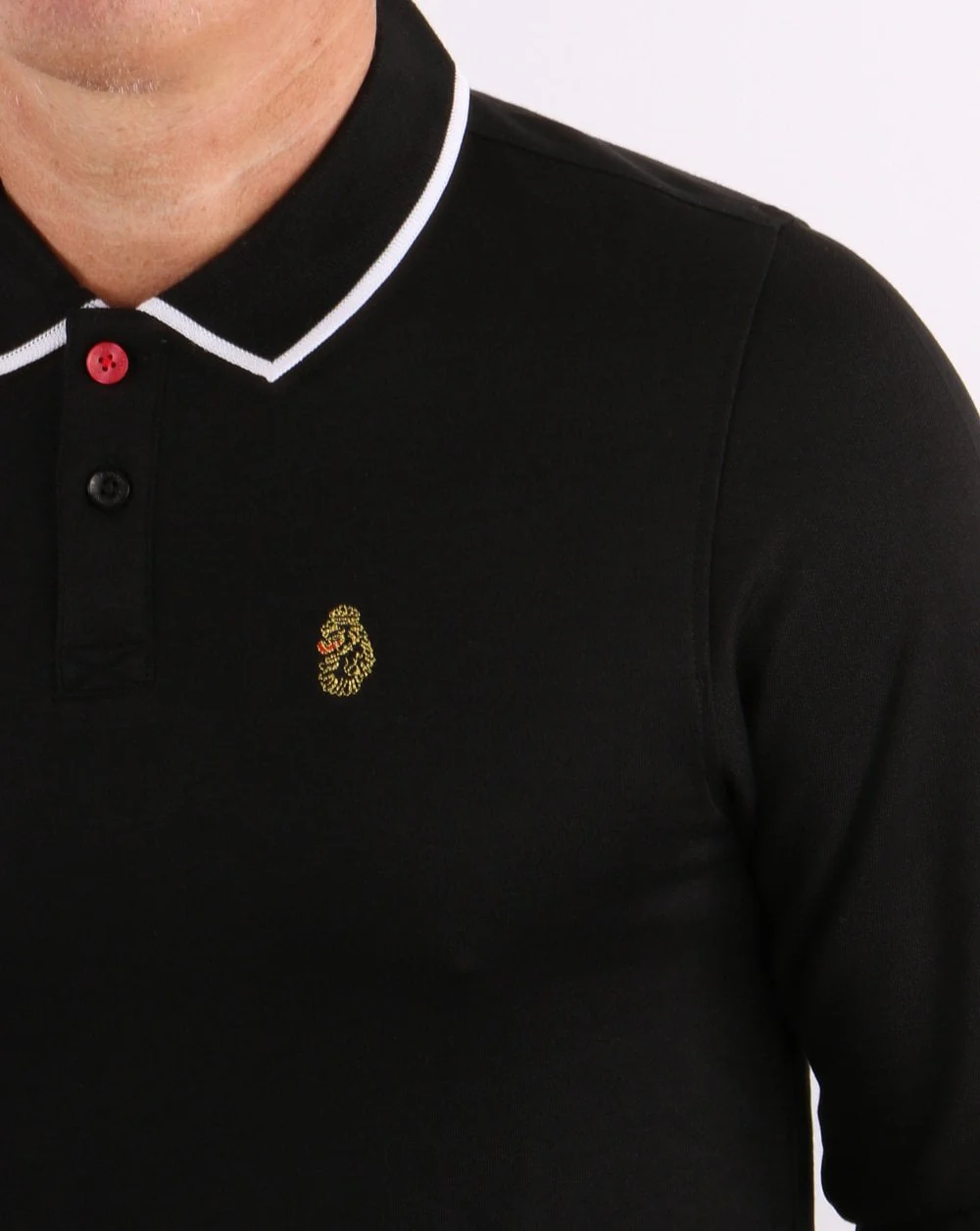 Luke Meadtastic Long Sleeve Polo Shirt Black - Image 3