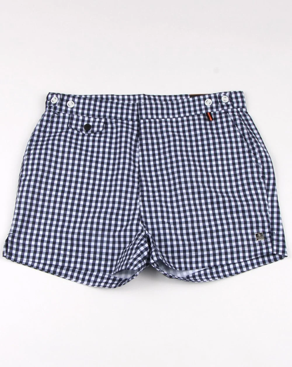 Luke Shorty Short Length Swim Shorts Navy/white Gingham