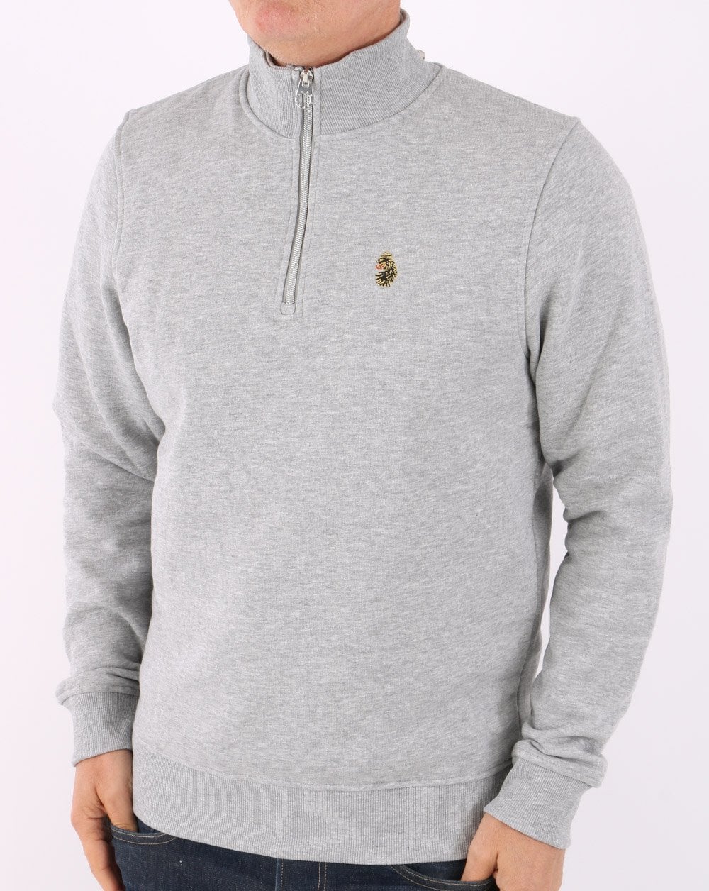 Luke Sport Sydney 1/4 Zip Sweatshirt Mid Marl Grey - Image 2