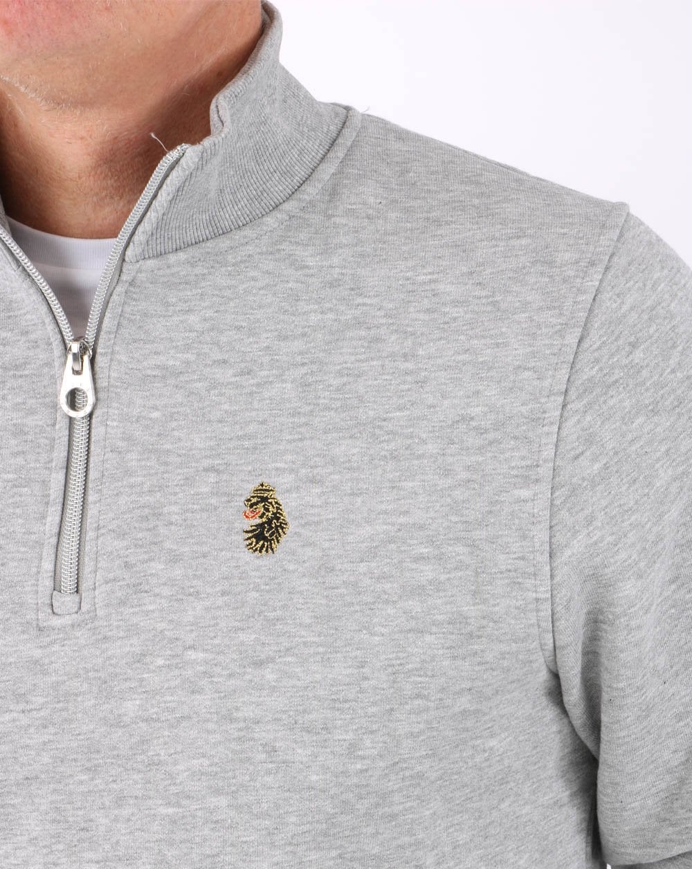 Luke Sport Sydney 1/4 Zip Sweatshirt Mid Marl Grey - Image 3