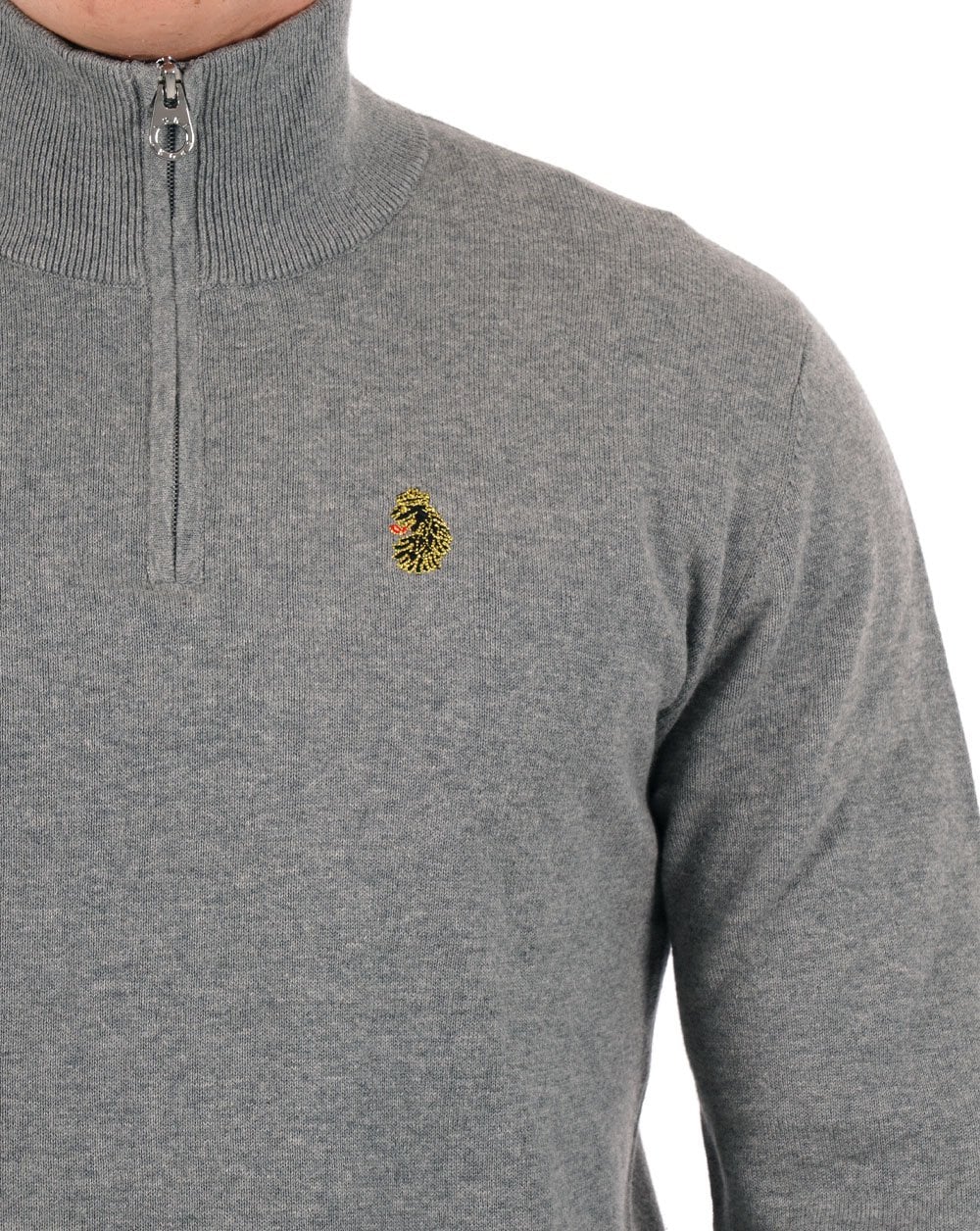 Luke Tel Aviv 1/4 Zip Knit Mid Marl Grey - Image 2
