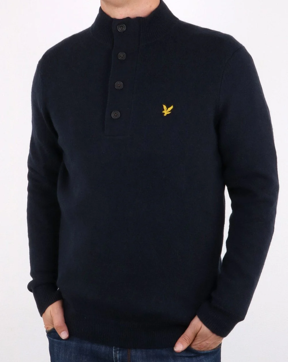 Lyle And Scott 1/2 button funnel knit Dark Navy