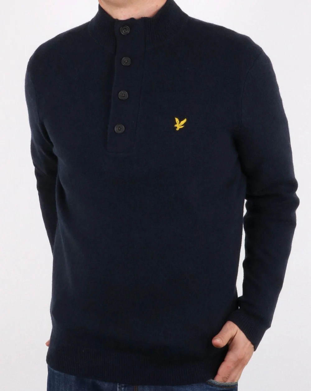 Lyle And Scott 1/2 button funnel knit Dark Navy - Image 2
