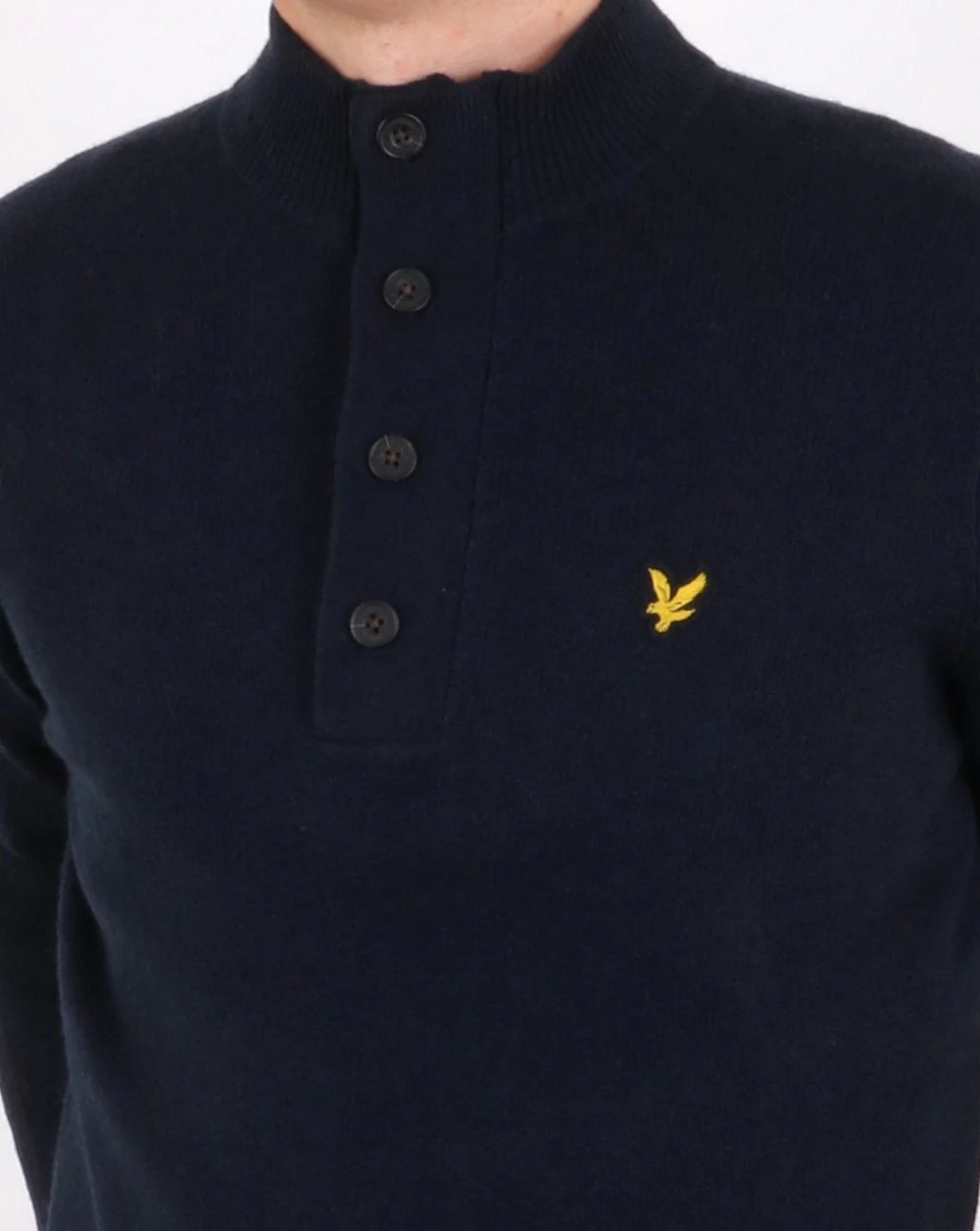 Lyle And Scott 1/2 button funnel knit Dark Navy - Image 4