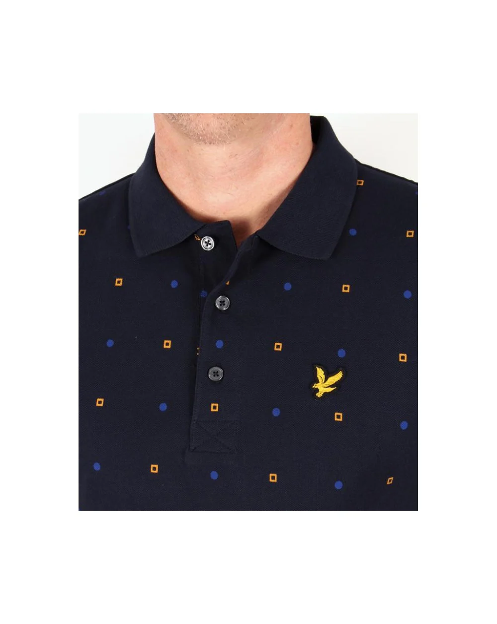 Lyle And Scott Archive Micro Print Polo Shirt Navy - Image 2