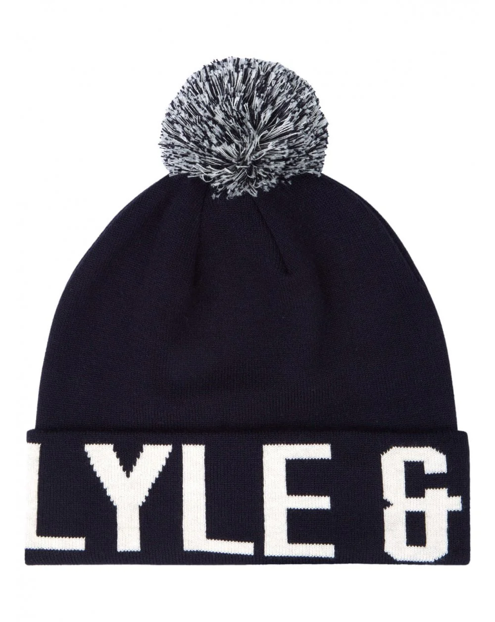 Lyle And Scott Block Logo Bobble Hat Navy