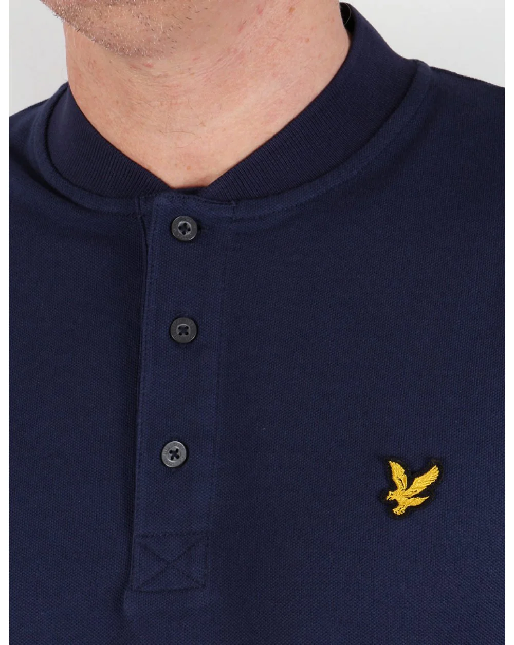 Lyle And Scott Bomber Collar Polo Shirt Navy Blue - Image 2