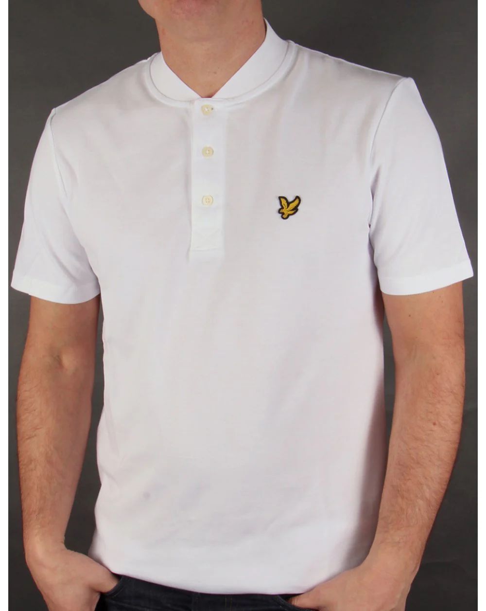 Lyle And Scott Bomber Collar Polo Shirt White - Image 5