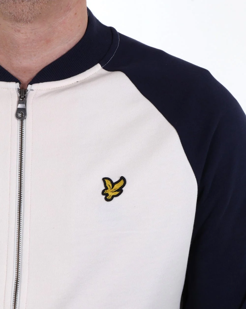 Lyle And Scott Bomber Sweatshirt Seashell White - Image 2