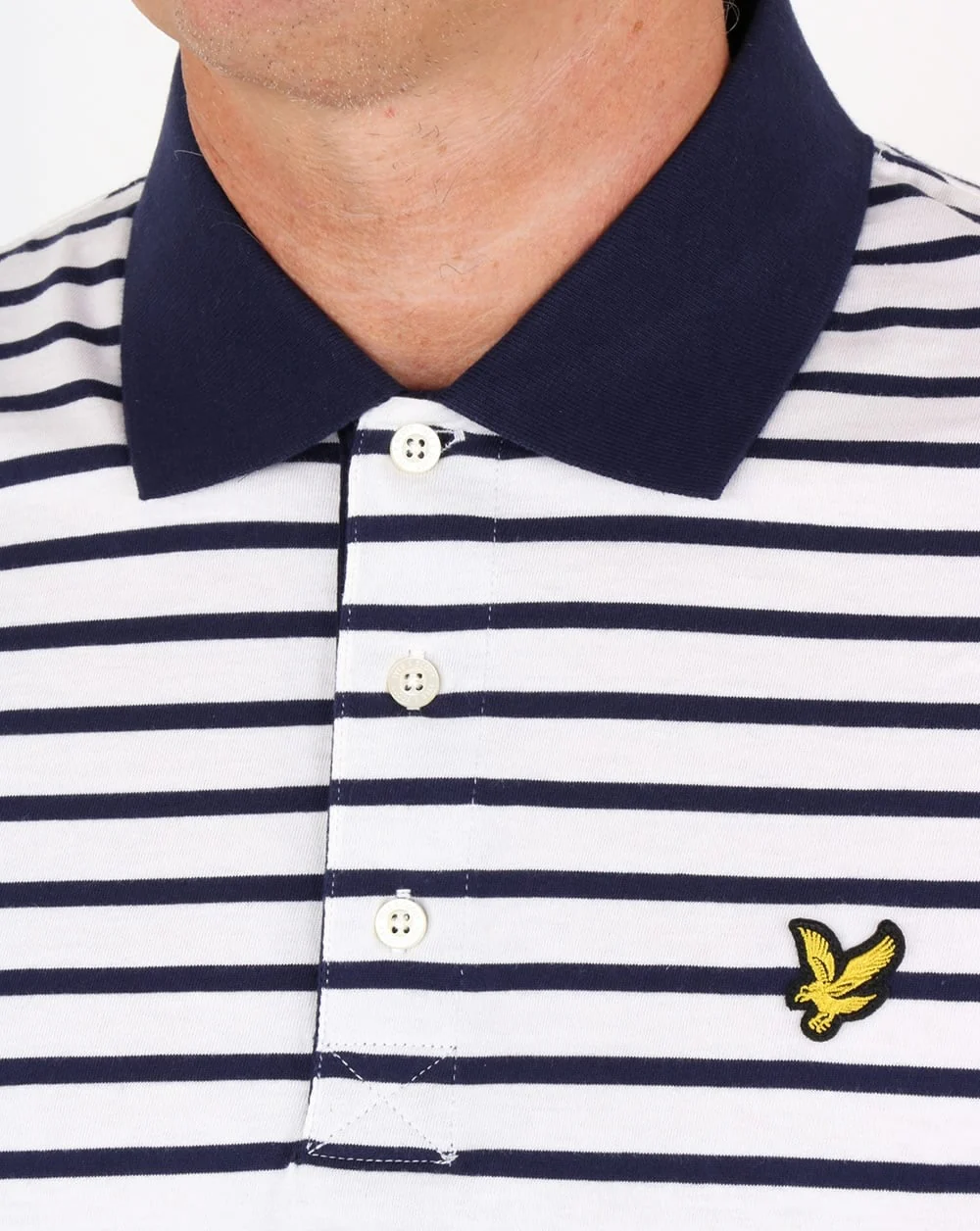 Lyle And Scott Breton Stripe Polo Shirt Off White - Image 2