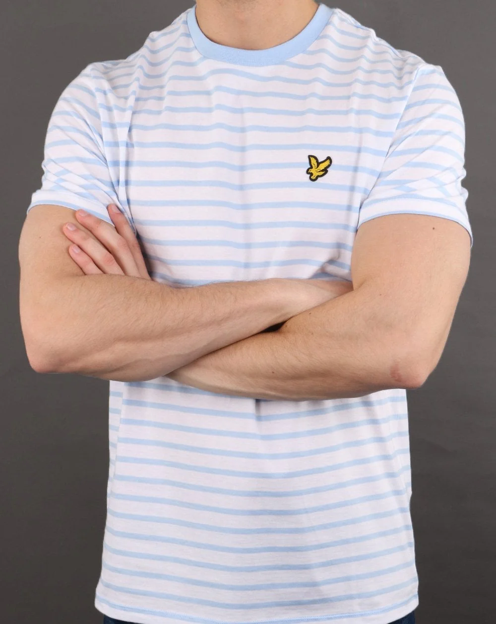 Lyle And Scott Breton Stripe T-shirt Sky Blue/white - Image 3