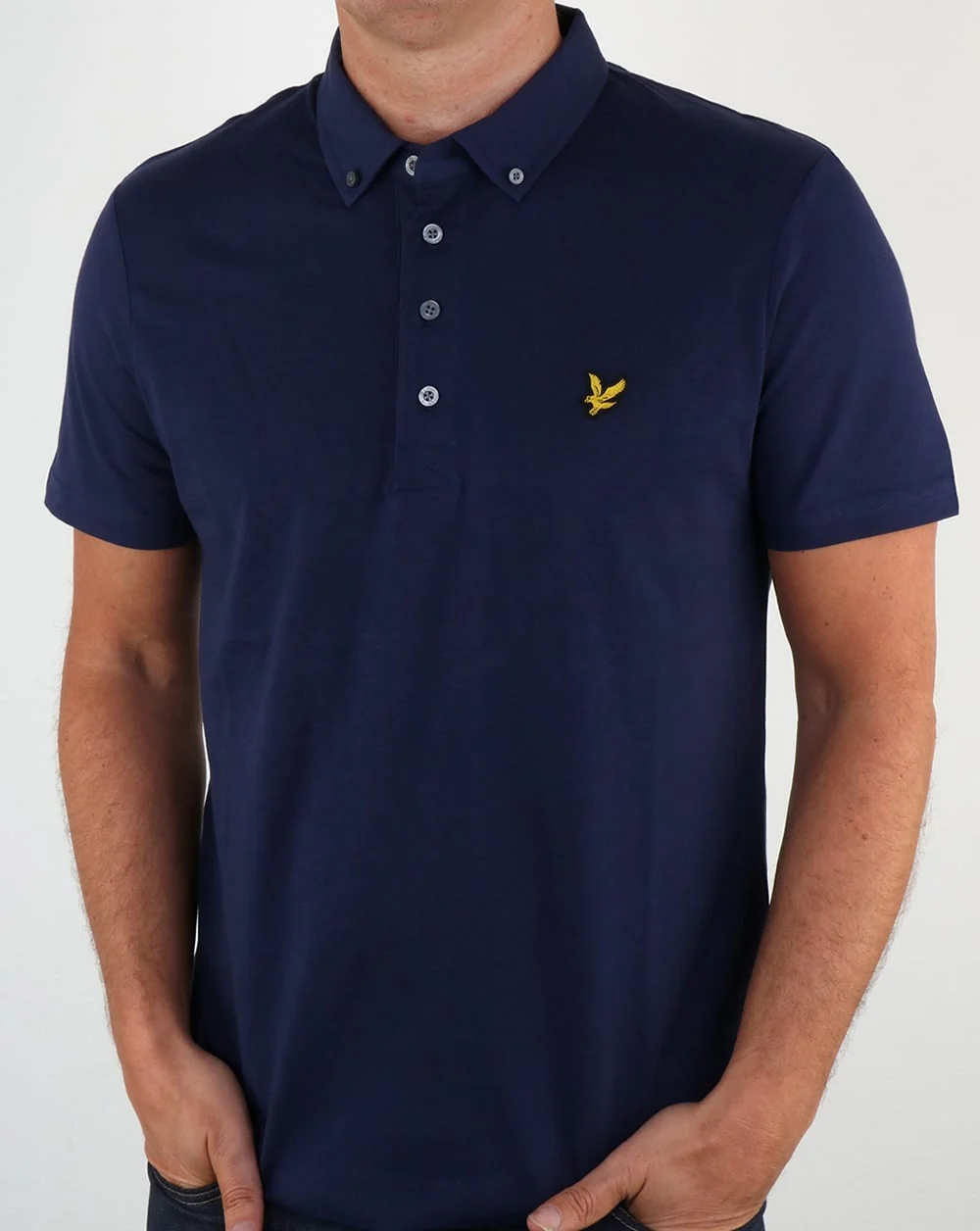 Lyle And Scott Button Down Polo Shirt Navy