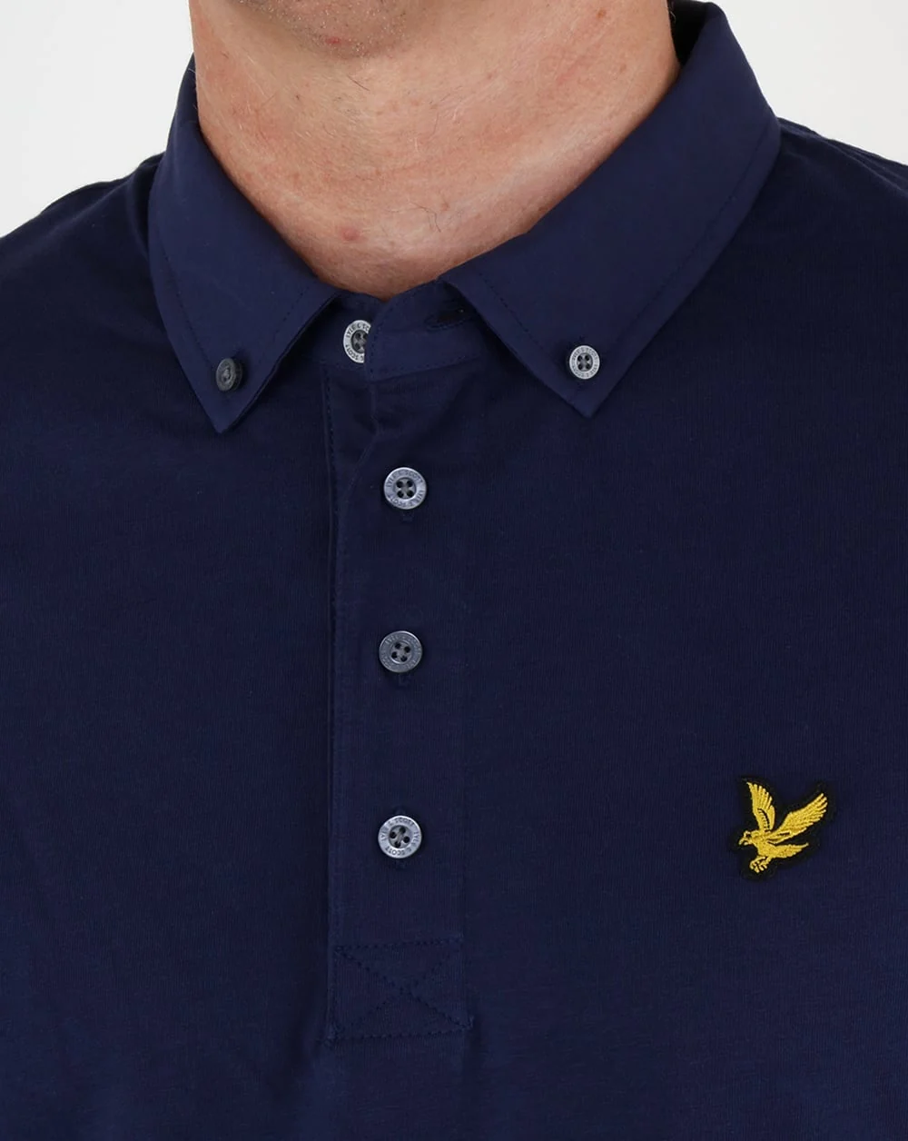 Lyle And Scott Button Down Polo Shirt Navy - Image 2