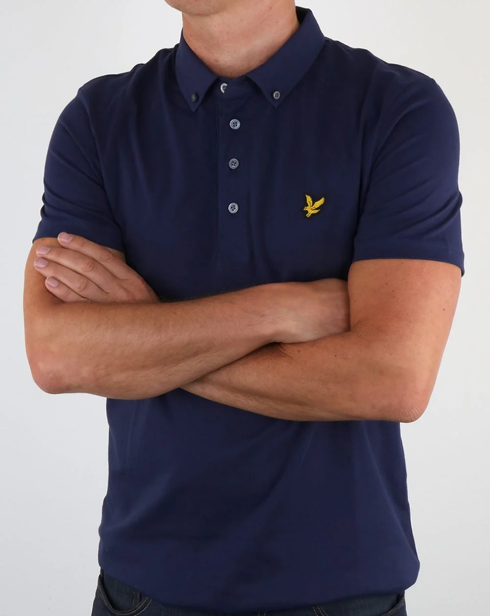 Lyle And Scott Button Down Polo Shirt Navy - Image 3