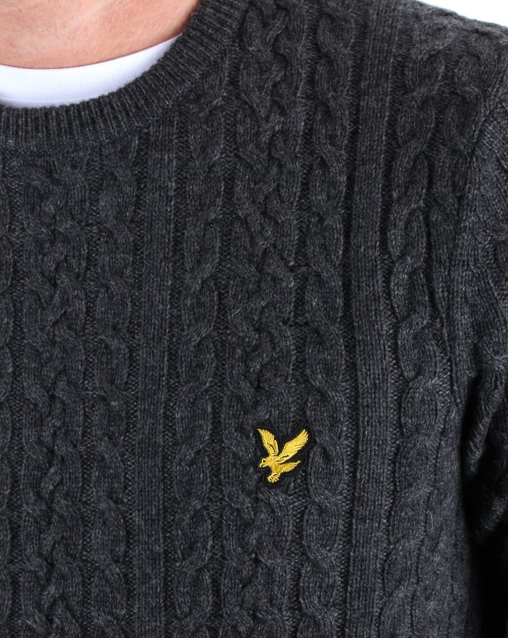 Lyle And Scott Cable Jumper Charcoal Marl - Image 2
