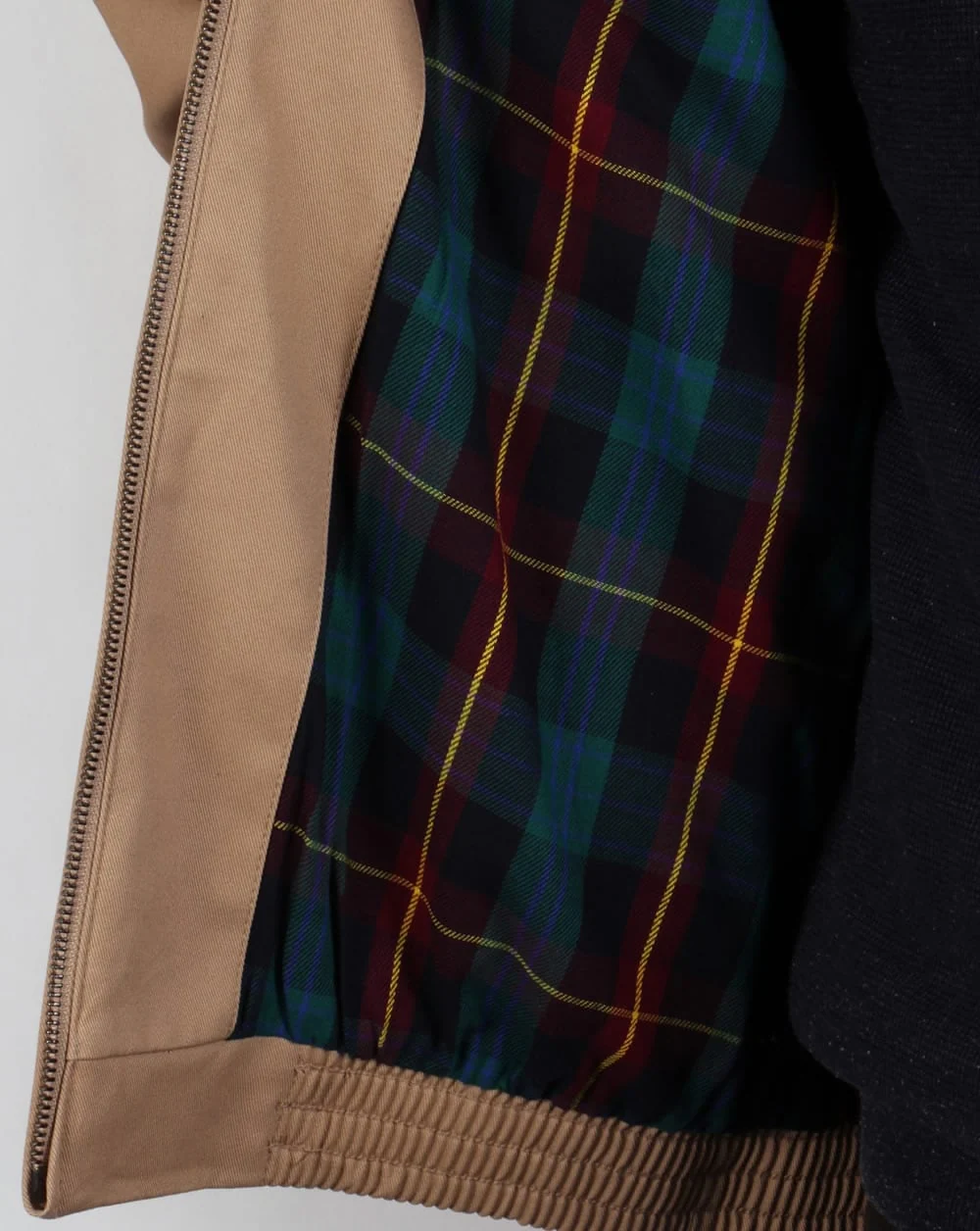 Lyle And Scott Check Lined Harrington Jacket Dark Sand - Image 4