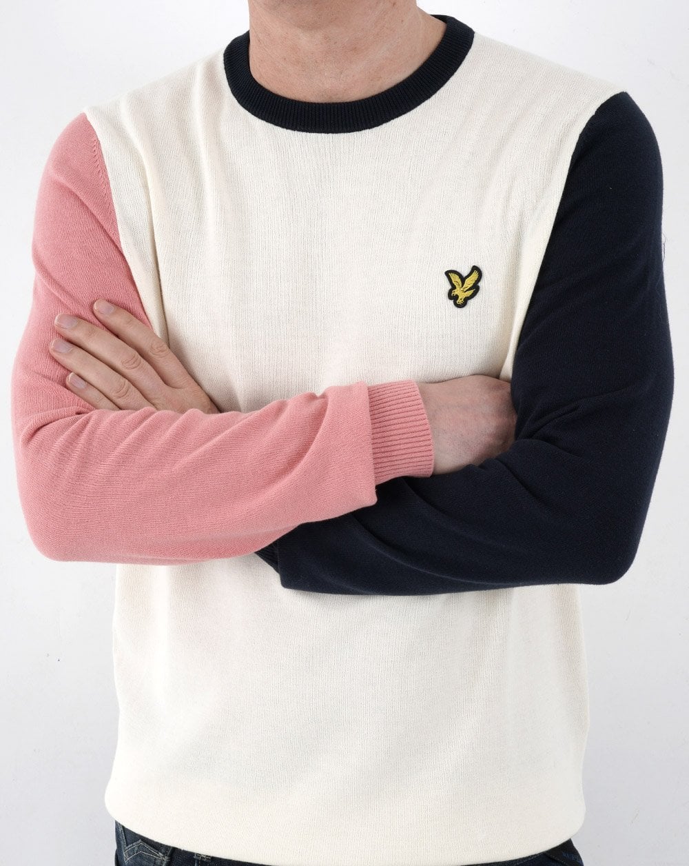 Lyle And Scott Contrast Crew Neck Knit Off White - Image 2