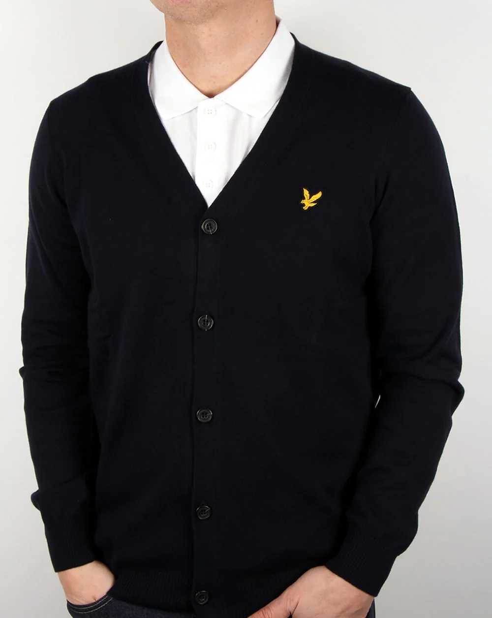 Lyle And Scott Cotton Merino Cardigan Navy