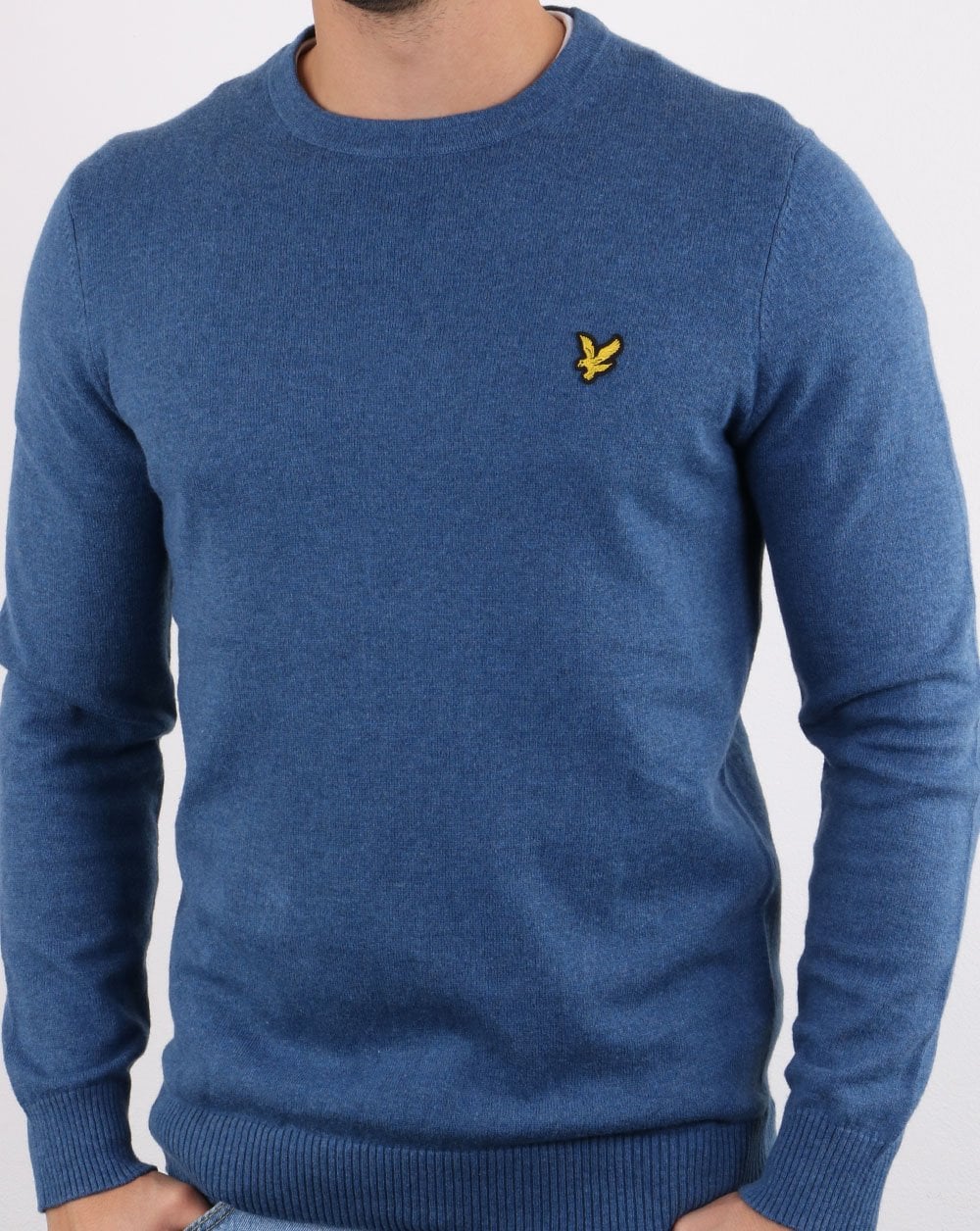 Lyle And Scott Cotton Merino Crew Jumper Blue Marl