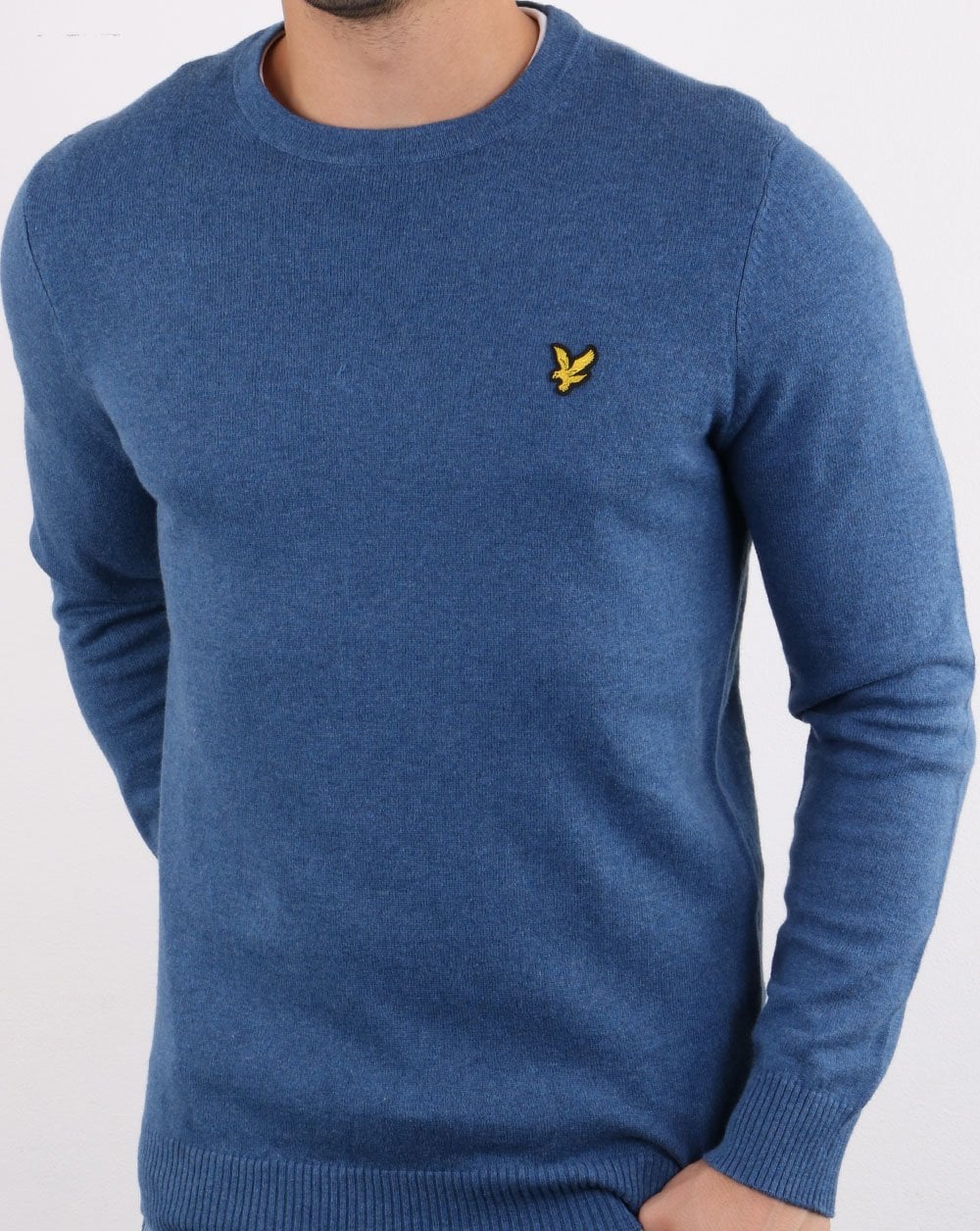 Lyle And Scott Cotton Merino Crew Jumper Blue Marl - Image 2