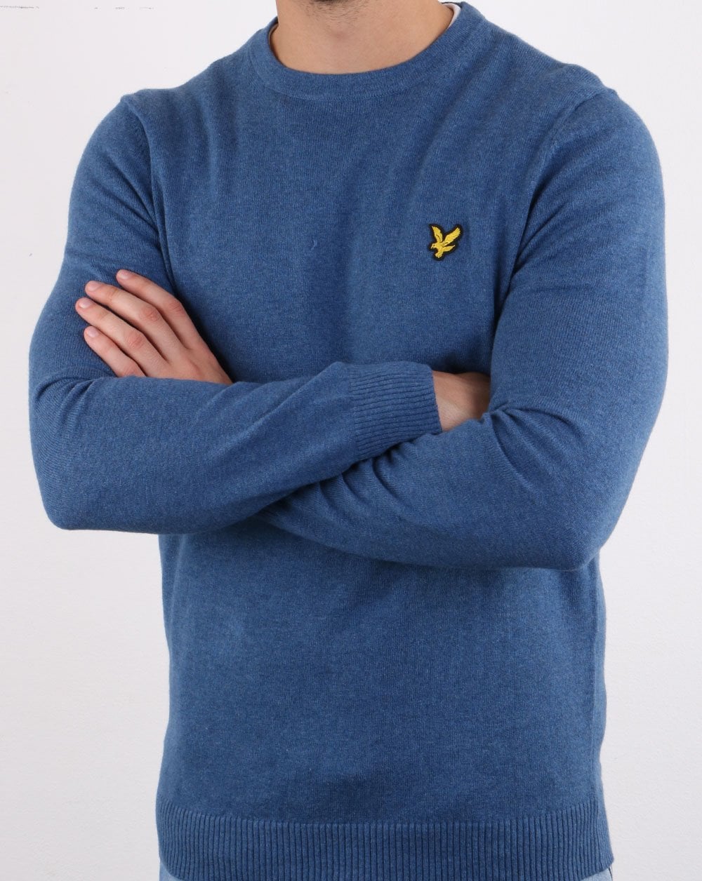 Lyle And Scott Cotton Merino Crew Jumper Blue Marl - Image 3