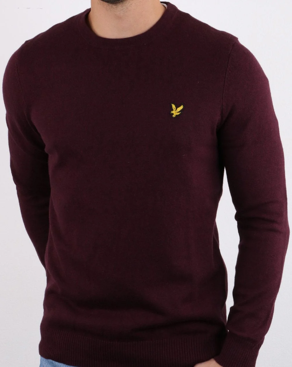 Lyle And Scott Cotton Merino Crew Jumper Burgundy Marl - Image 2