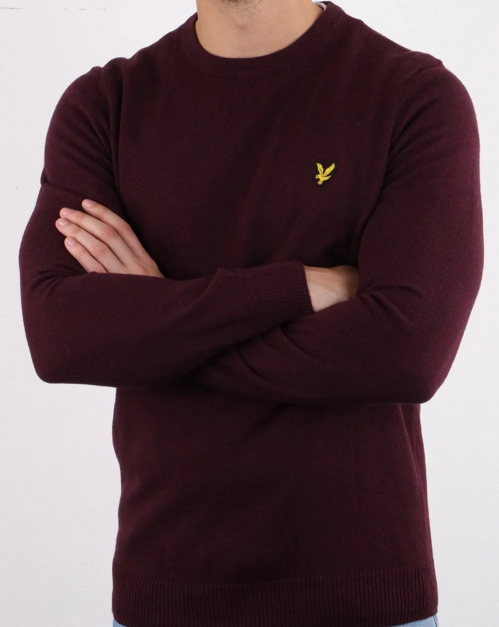 Lyle And Scott Cotton Merino Crew Jumper Burgundy Marl - Image 3