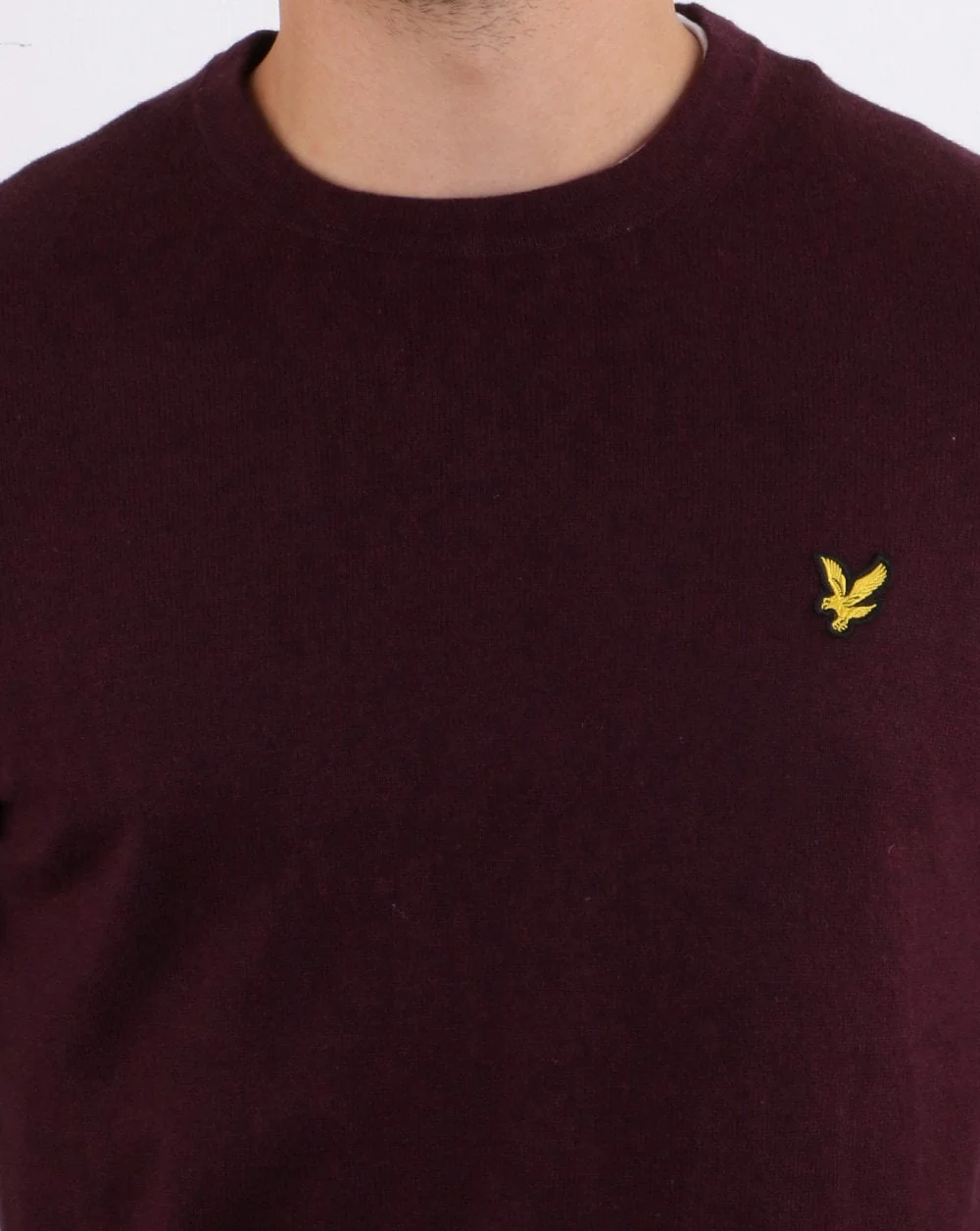 Lyle And Scott Cotton Merino Crew Jumper Burgundy Marl - Image 4