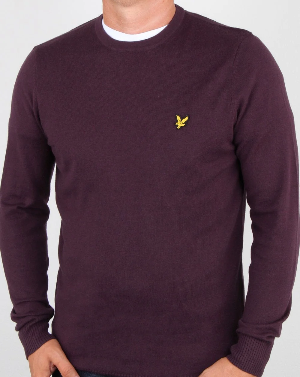 Lyle And Scott Cotton Merino Crew Jumper Deep Plum
