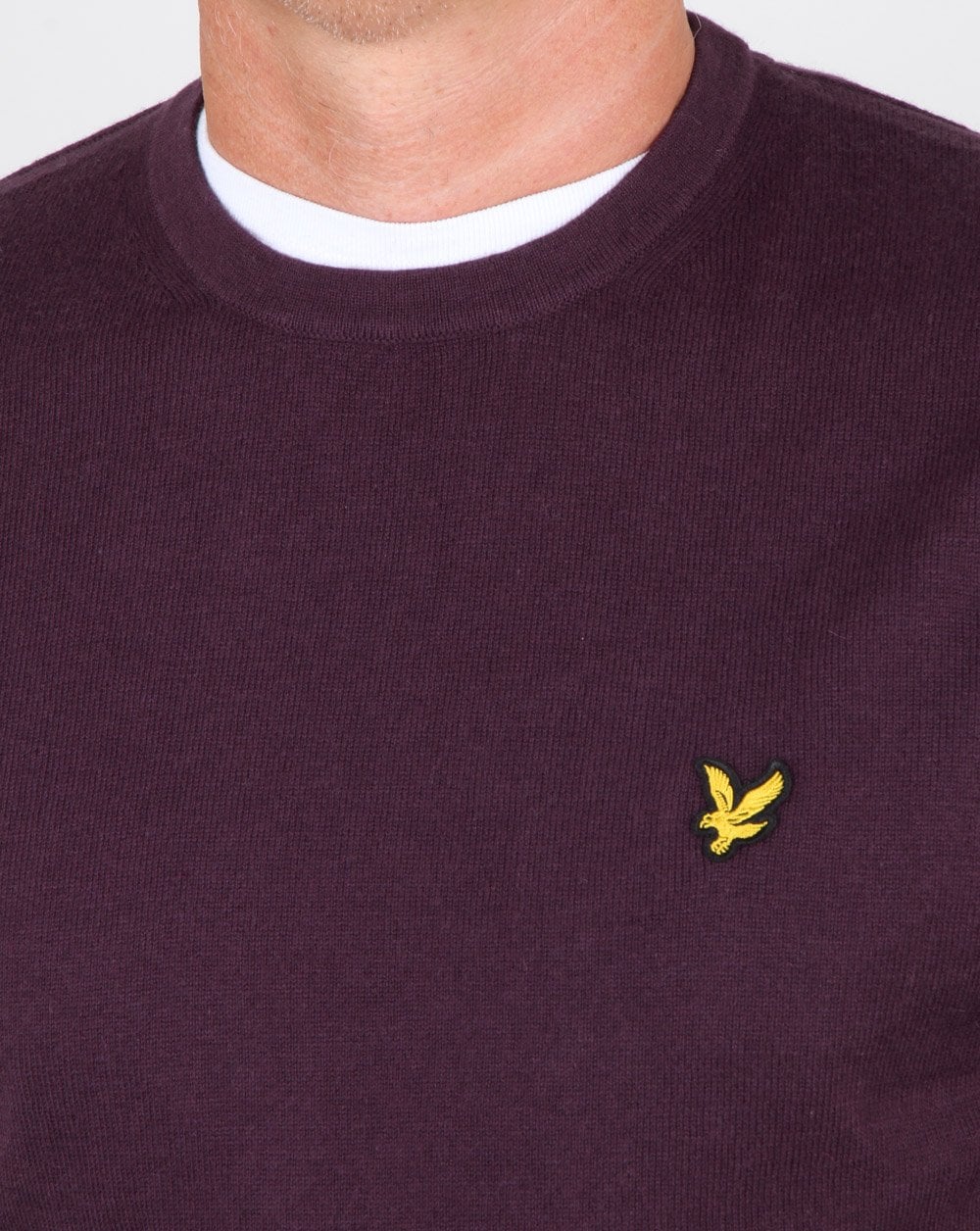 Lyle And Scott Cotton Merino Crew Jumper Deep Plum - Image 2