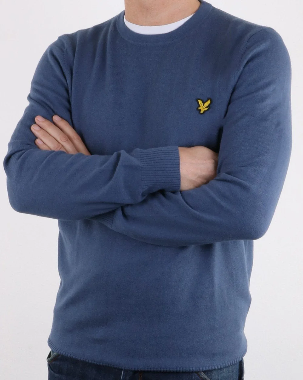 Lyle And Scott Cotton Merino Crew Jumper Frost Blue - Image 3