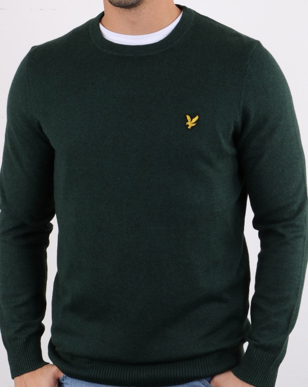 Lyle And Scott Cotton Merino Crew Jumper Jade Marl