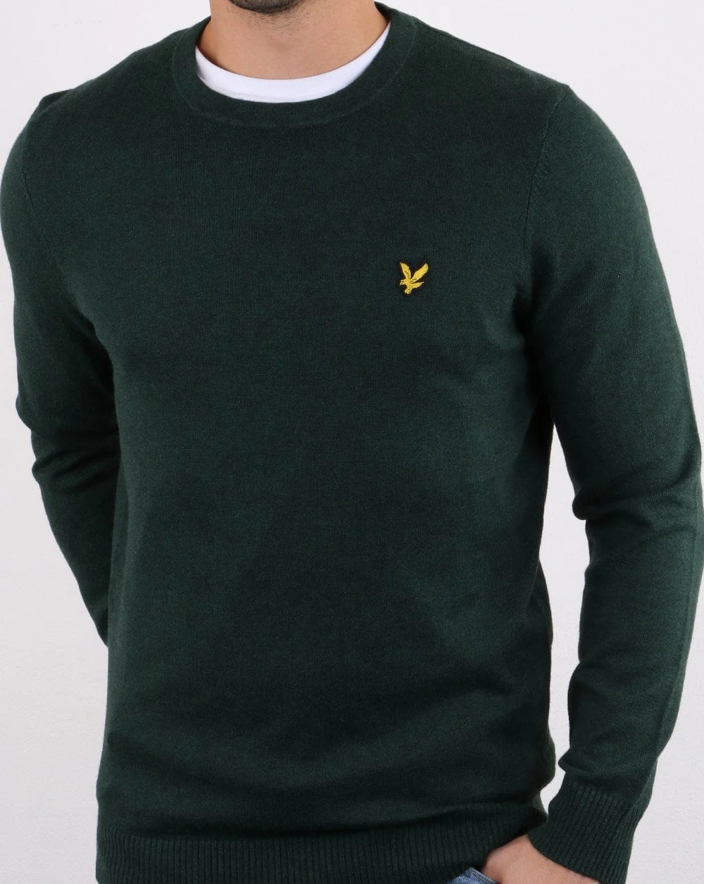 Lyle And Scott Cotton Merino Crew Jumper Jade Marl - Image 2