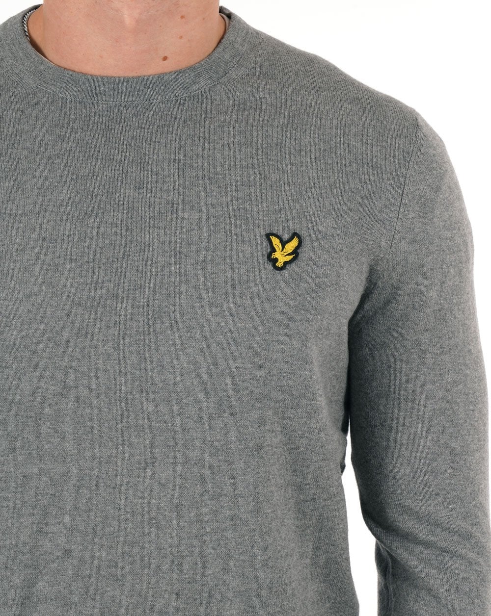 Lyle And Scott Cotton Merino Crew Jumper Mid Grey Marl - Image 2