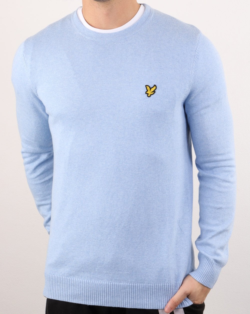 Lyle And Scott Cotton Merino Crew Jumper Pool Blue - Image 2
