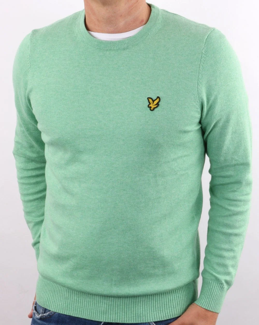 Lyle And Scott Cotton Merino Crew Jumper Sea Mint - Image 3