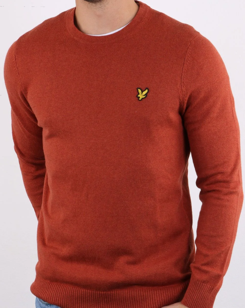Lyle And Scott Cotton Merino Crew Jumper Tobacco Marl - Image 2