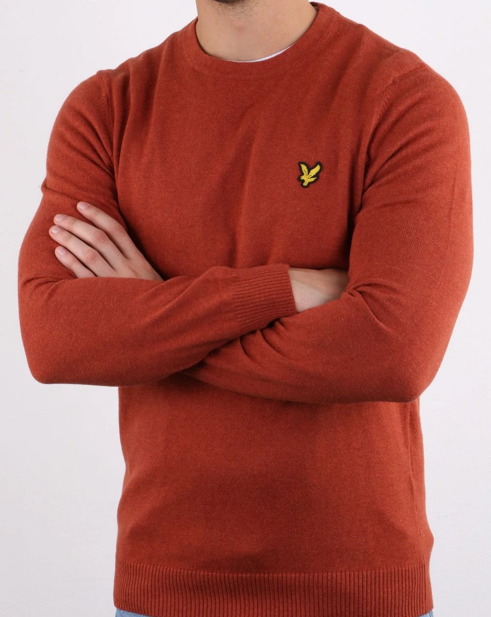 Lyle And Scott Cotton Merino Crew Jumper Tobacco Marl - Image 3