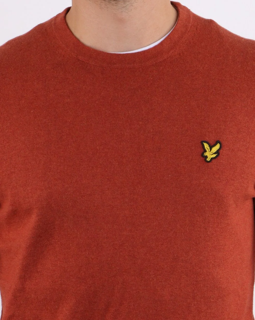 Lyle And Scott Cotton Merino Crew Jumper Tobacco Marl - Image 4